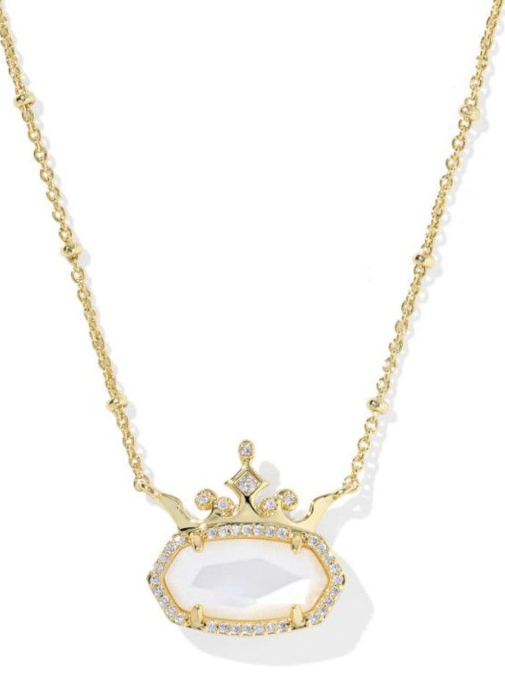 Disney Gold Crown Necklace with White Stone